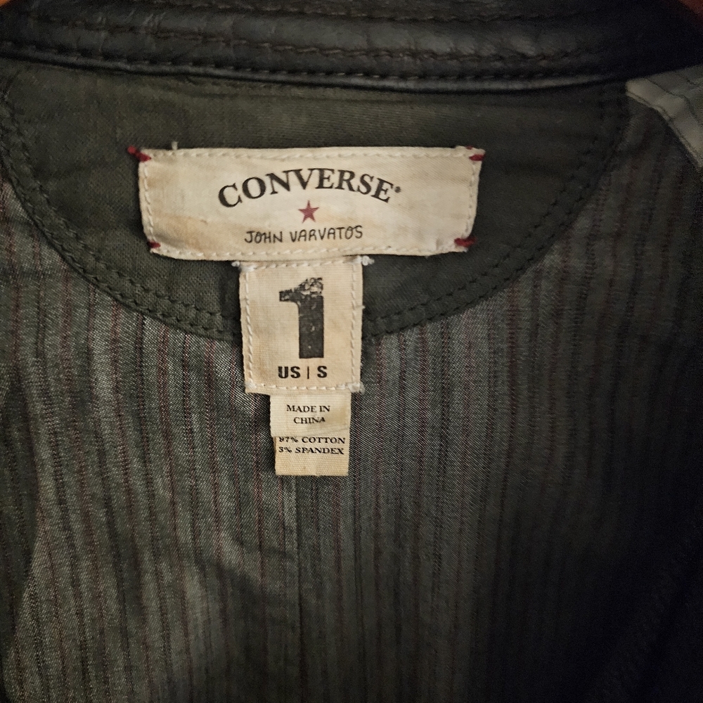 Converse x John Varvatos size US1 small brown and black Plaid Trench Coat. - Picture 4 of 10